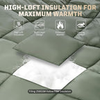 Camping Blanket - Packable, Ultra Warm and Lightweight with Snap Button Backpacking Quilt Water-Resistant, for Sleeping, Outdoors, Travel - Large/Olive Green