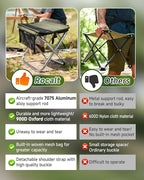 Rocalt Camping Portable Stool, Ultralight Folding Stool, Aircraft-Grade Aluminum Pocket Chairs for Adults, Outdoor Travel Stool, Fishing Chair with Built-in Storage Gag, Handbag Style