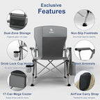 XL Heavy Duty Camping Chair 396lb Capacity (525lb Max) – Waterproof 1680D Oxford Fabric, 2" Padded Seat & Back, Cup Holder, Cooler Pocket, Portable for Camping, Beach & Tailgating (Slate/Black)