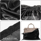 10 Pack Dust Bags for Purses and Handbags, Silk Dust Cover Storage Bag with Drawstring Travel Storage Pouch for Handbag Purse Shoes Boots (Black, 23.6 × 19.6 in)