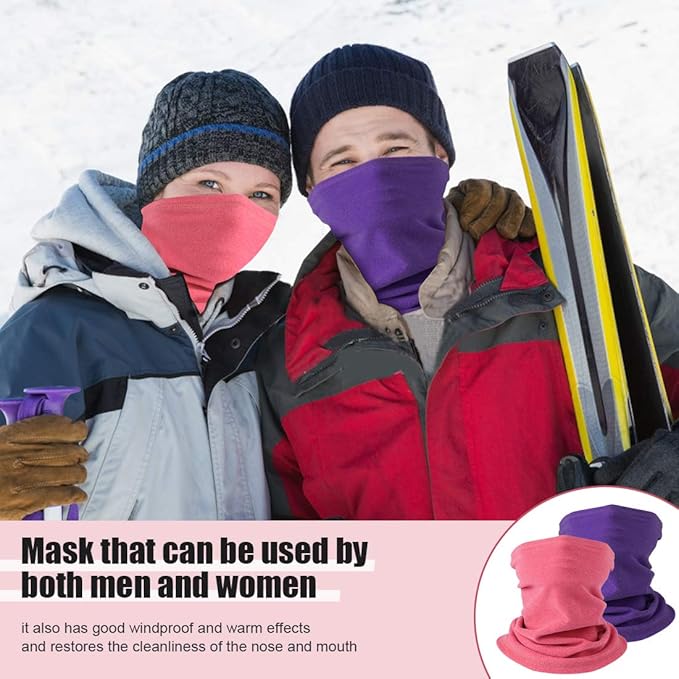KGC 2 Pack Winter Neck Warmer Gaiter Fleece Windproof Face Mask Cover Cold Weather Scarf for Men & Women