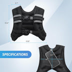 ZELUS Weighted Vest, 6lb/8lb/12lb/16lb/20lb/25lb/30lb Weight Vest with Reflective Stripe for Workout, Strength Training, Running, Fitness, Muscle Building, Weight Loss, Weightlifting