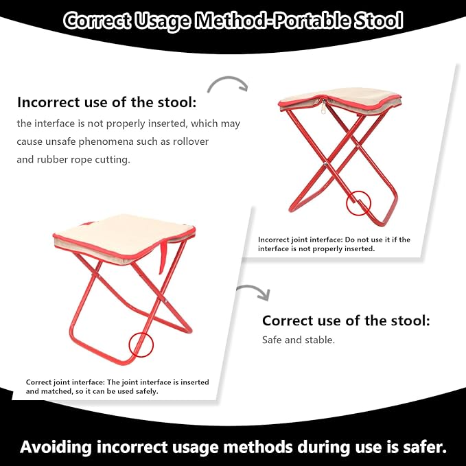 Camping Stool 12 Inch Portable Folding Stool with Carry Bag Weight Load 220lbs Portable Stool for Camping Fishing Hiking BBQ White