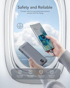 Portable Charger Power Bank 20000mAh,VRURC 22.5W Fast Charging Power Bank With Cables, 20K USB C Portable Charger With Wall Plug, Phone Battery With Cords For iPhone, Samsung, Android Phones, etc-Grey