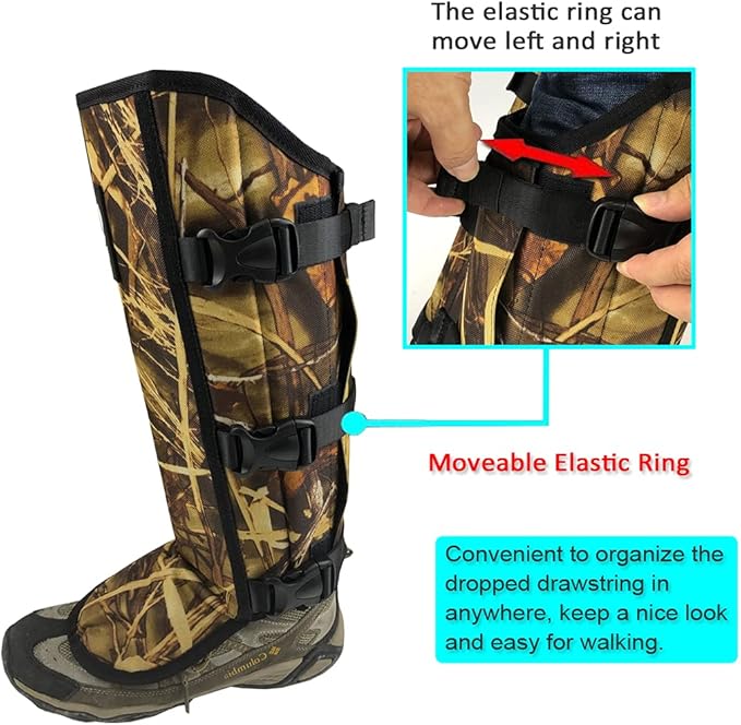 Snake Gaiters for Men & Women,Sturdy Snake Bite Proof Boots,Adjustable Snake Guards,Hiking Gaiters with Storage Pouch.