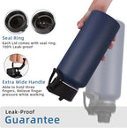 Volhoply 32 oz Insulated Water Bottles Bulk 4 Pack with Straw Lid & Spout Lid,Stainless Steel Sports Water Bottle,Double Wall Vacuum Cups,Leakproof Wide Mouth Metal Flask for Hiking,Camping(Mix,4)