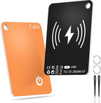 Locator Tag Compatible with Apple Find My APP (iOS Only, Not for Android), Bluetooth Tracker with Wireless Charging and IP68 Waterproof, Backpacks, Luggage, Key Tracker Tag.Black-Orange-2 Pack