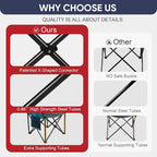 Colorsoul Oversized Folding Camping Chair, Outdoor Padded Camping Chair Support 300 LBS with Cup Holder and Cooler Bag, Portable Lawn Chair for Beach Picnic Sports, (Blue)