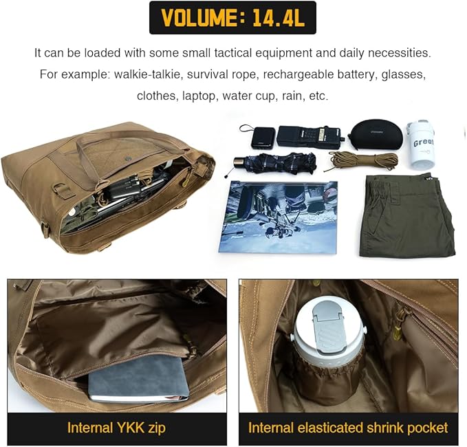 IDOGEAR Tactical Handheld Tote Pouch Multiuse Zipper Storage Bag Portable EDC Organizer For Camping Traveling Gym Commute