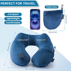Inflatable Neck Pillow Airplane, Comfortable Inflatable Travel Neck Pillows for Airplanes Traveling on Plane, Soft Plush Cover Head Neck Rest Sleeping Long Flight for Car Train Office Home