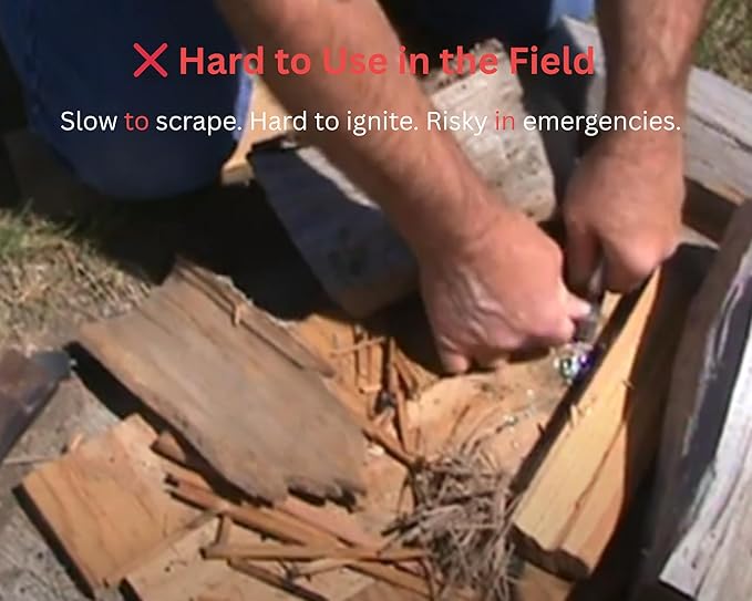 Magnesium Fire Starter Kit with Ferro Rod – Emergency Survival Fire Starting Gear with Pre-Shaved Magnesium & Fire Ropes – Waterproof Outdoor Kit for Camping, Hiking, Bushcraft