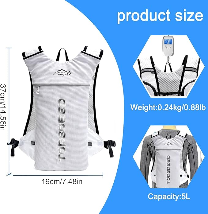 INOXTO Running Hydration Vest Backpack,Lightweight Insulated Pack with 1.5L Water Bladder Bag Daypack for Hiking Trail Running Cycling Race Marathon for Women Men