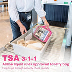 Wedama TSA Approved Toiletry Bag, 3 Pack Clear Makeup Bags with Handles, Quart Size PVC Clear Cosmetic Bags for Women and Men, Carry on Airport Airline Compliant Bag, Rose Red