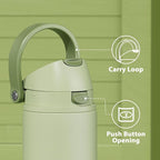 24 oz Insulated Water Bottle with Straw: Meoky Stainless Steel Metal Water Bottle with 2-in-1 Lid - Leak Proof, Cold for 24 Hours, Protective Silicone Base, BPA-Free for Sports Travel Car, Sage