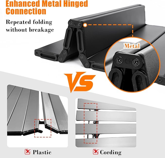 Folding Camping Table, Portable Outdoor IGT Camp Table, Foldable Picnic Table, Outdoor IGT Cook System with Carry Bag, Ultralight Aluminum, Adjustable Height, for Beach, Backyard,BBQ