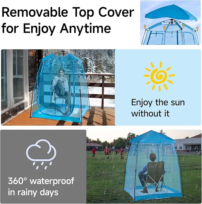 All Weather Proof Pod Sports Pod,540°View Weather Tent,1-4 Person Instant Tent with Sealed Floor,Outdoor Screen House with Carrying Bag,Screen Room for Sport Event,Camping,Fishing