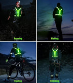 Led Light Up Running Vest Reflective Vest for Runners Night Walking, Rechargeable LED Reflective Running Vest High Visibility with Adjustable Waist/Shoulde, Reflective Armband for Women Men