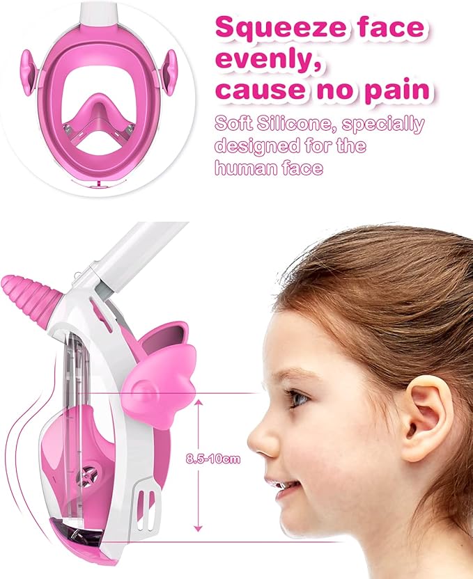 Kids Snorkel Mask, Full Face Snorkel Mask for Kids 4-16, Foldable Snorkeling Gear for Kids Snorkeling Set for Swimming Pool Toys, Dry Top, Anti-Leak/Anti-Fog /180° HD View/Portable Bag