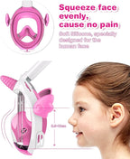 Kids Snorkel Mask, Full Face Snorkel Mask for Kids 4-16, Foldable Snorkeling Gear for Kids Snorkeling Set for Swimming Pool Toys, Dry Top, Anti-Leak/Anti-Fog /180° HD View/Portable Bag