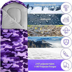 Sleeping Bags for Adults and Kids Backpacking Camping Sleeping Bags for Girls and Boys Lightweight Waterproof Cold/Warm Sleeping Bag for All Season