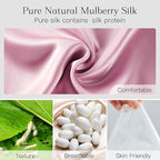 100% Natural Silk Eye Mask for Women Men, Soft Pressureless Cooling Blackout Eye Covers for Sleeping, Large Size Sleep Mask fits All Heads Adjustable, 1PC, Lotus Pink