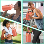 64oz Insulated Water-Bottle with Strap - Half Gallon Water Jug with Straw & Spout Lid, 2 Liter Stainless Steel Water Bottle Leak Proof, Cold-48h Hot-24h Metal Flask w/Paracord Handle, Carrier Case