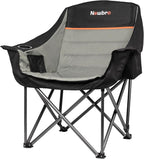 Oversized Camping Chair with Cooler Bag, XL Fully Padded Folding Portable Camping Chairs for Adults, Big Heavy Duty Outdoor Patio Lawn Chair with Arm Cup Holder Supports 450lbs