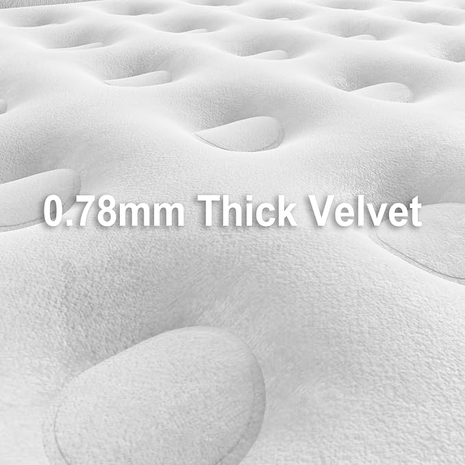 Queen Air Mattress wit with 1300mAh Battery Powered Pump,18"Raised Super soft and comfortable Dutch velvet fabric750lbs Support Portable Inflatable Mattress,Air Bed for Camping, Home and Guest-Grey