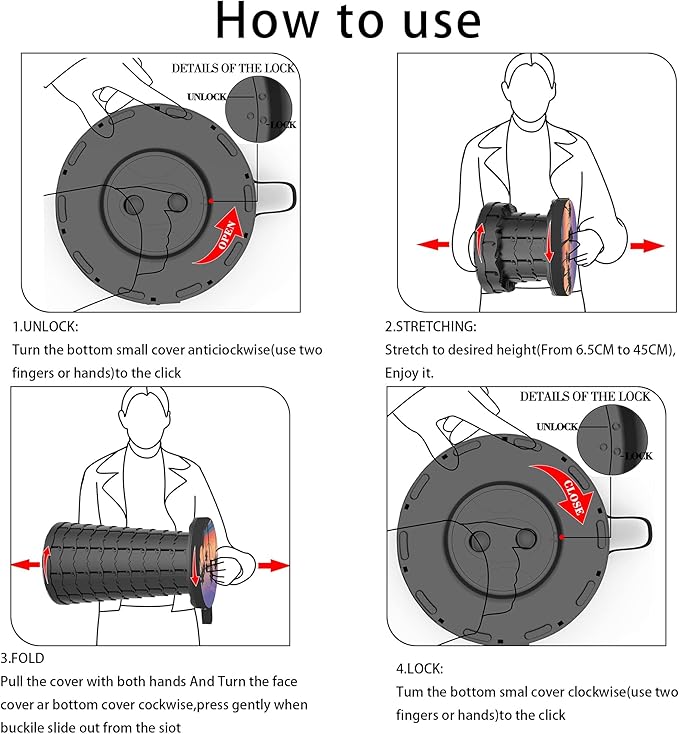 ALEVMOOM Upgraded Portable Collapsible Folding Stool Retractable Telescoping Stool for Adults Sturdy Capacity 440lbs Camping Chair for Outdoor Hiking Garden BBQ