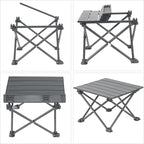 Wind Tour Roll-Up Camping Table, 4-Person Lightweight Aluminum Portable Outdoor Table with Carry Bag for Picnics BBQ Travel (15.7”x13.7”x11” | Pink)