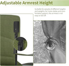 Heavy Duty Folding Chair 500LB Capacity, Oversized Camping Chairs with Cup Holder, Cooler Bag & Storage Pouch, Double-Layer Fabric, Outdoor Chairs for Sports, Lawn Chairs (1, Black Green, Extra Large)