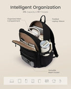 LOVEVOOK Laptop Backpack Women with 40oz Cup Holder Buckle Strap, 15.6 Inch Tech-Ready Work Backpack, TSA-compliant for Travel & College with Versatile Mesh Pocket, Blush Pink