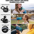 One Gallon Water Bottle Insulated, Triple Walled Vacuum Stainless Steel (Cold for 48 Hrs), Leak Proof & Non-BPA, Large Water Flask Jug with Paracord Handle & Straw Spout Lids