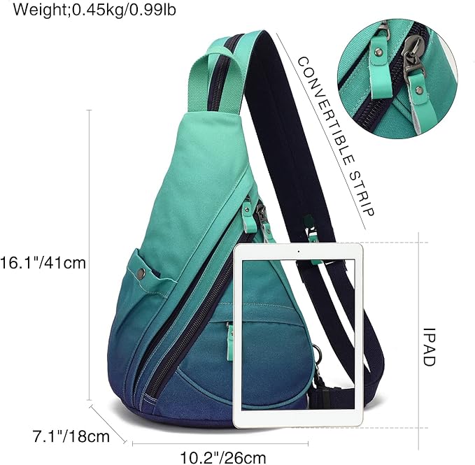 KL928 Canvas Sling Bag - Small Crossbody Backpack Shoulder Casual Daypack Rucksack for Men Women(Large Version)