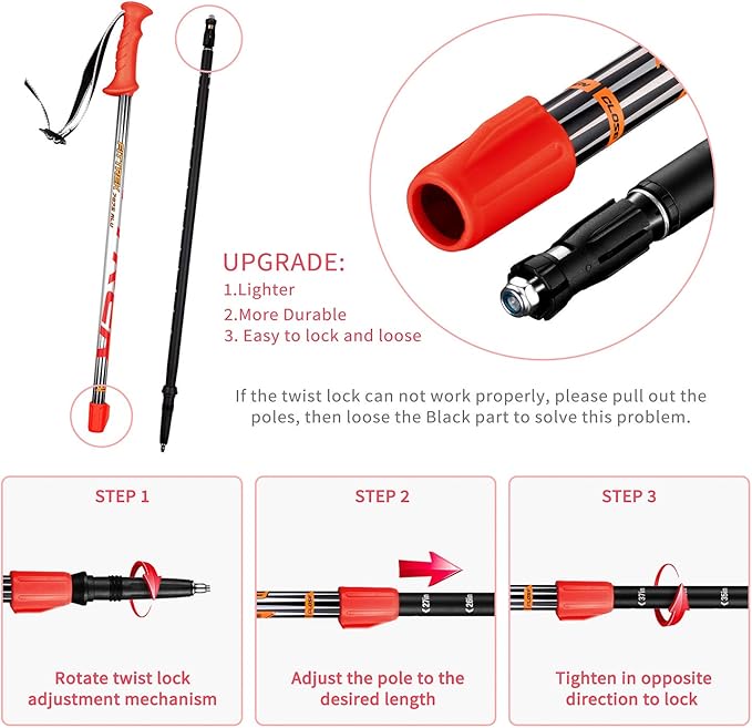 Hiking Poles for Kids - Ultralight Nordic Walking Sticks - Telescopic Child Trekking Poles Collapsible 2 Pack