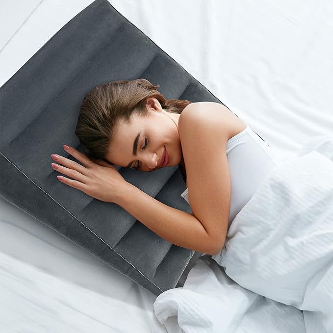 Inflatable Wedge Pillow, Portable Travel Wedge Pillow, Fast Inflation & Deflation Inflatable Wedge Pillows for Travel, Blow Up Sleeping Back Knee Bed