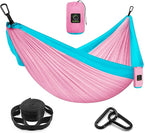 Grassman Camping Hammock Double & Single Portable Hammock with Tree Straps, Lightweight Nylon Parachute Hammocks Camping Accessories Gear for Indoor Outdoor Backpacking, Travel, Hiking, Beach