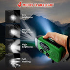 5000mAh Emergency Crank Weather Radio, iRonsnow NOAA/FM/AM Solar Radios, Portable Survival Radio with SOS, Earphone Jack, 1W 4 Modes LED Flashlight, Cell Phone Charger for Camping Hiking