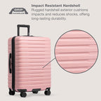 U.S. Traveler Boren Expandable Hardside Rugged Travel Luggage with 8 Spinner Wheels, Rose Pink, 3-Piece Set
