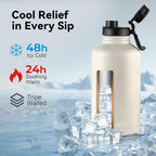 KXIAOCHEN Insulated Water Bottle, Stainless Steel Water Bottle, 2 Lids (Straw and Handle Lid),Wide Mouth Metal Water Bottles Keep Hot and Cold, Double Walled, Thermo Mug, Metal Canteen