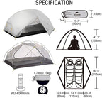 Naturehike Mongar Backpacking Camping Tent 2 Person Lightweight 3 Season Waterproof Hiking Tent Double Crossbars Easy Setup Double Layer for Hunting Outdoor Mountaineering Travel with Footprint