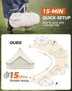 KingCamp Canvas Bell Yurt Tents, 4 Seasons Large Waterproof & Windproof Luxury Glamping Tent w/Stove Jack for Family Outdoor Camping, Hunting, Parties