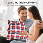 3 in 1 Travel Pillow Blanket Set with Removable Flannel Blanket Throw,Hand Warmer Pockets,Pillow (Color2, 50in*60in)