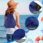 PLULON 6 Pcs Drawstring Bags Bulk Navy Blue Drawstring Backpack String Backpack Cinch Sack Sport Gym Backpack Bags for Yoga Traveling Outdoor Sports
