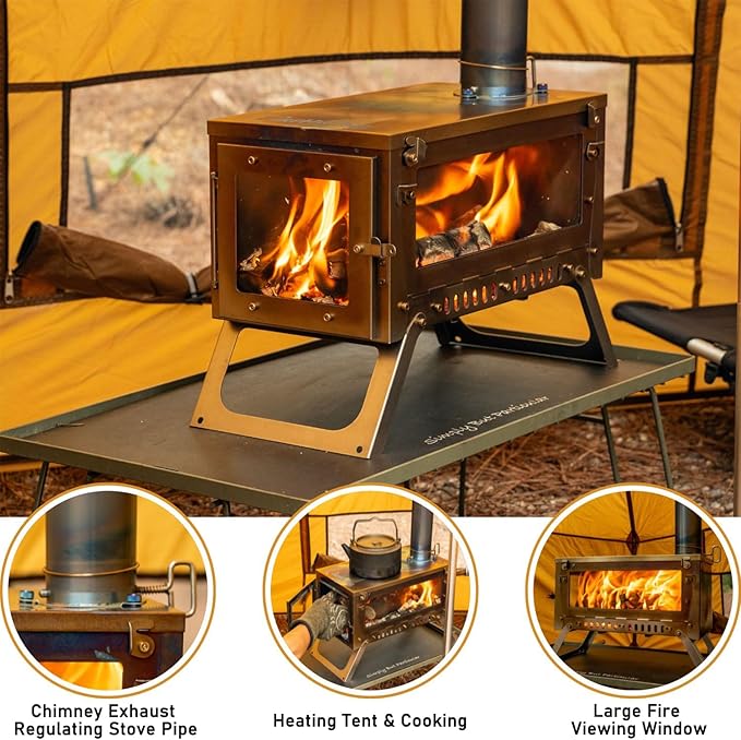 FIREHIKING Ultralight Titanium Stove Thickened TA1 Camping Tent Stove LANK Max Folding Portable Wood Burning Stove