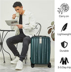 Hanke Luggage Sets 3 piece Carry On Luggage with Wheels PC Hard Shell Suitcases Lightweight Checked Travel Luggage Large Travel Suitcase Woman Men 20/24/29 Inch(Blackish Green)