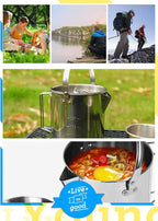 Outdoor Stainless Steel Kettle ，1.2L Mountaineering Camping Teapot， Portable Hanging Pot Cookware Coffee Pot Picnic Pot