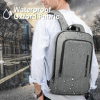 hk Backpack for Men Business Slim Backpack with USB Charger Computer Lightweight Anti-theft Travel Backpacks 15.6 inch Water Resistant Laptop Bag for Work Office College-Grey