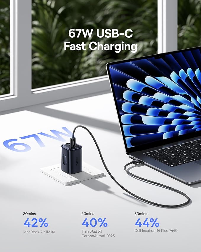 Baseus Picogo Qi2.2 25W Magsafe Portable Charger Power Bank 10000mAh 45W PICOGO 67W USB C Charger, Smallest 3 Port Fast Charging Block with Foldable Plug
