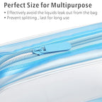 PACKISM Clear Toiletry Bag - 3 Pack Quart Size TSA Approved Toiletry Bag, Travel Makeup Cosmetic Bag for Women, Carry on Airport Airline Compliant Bag, Blue